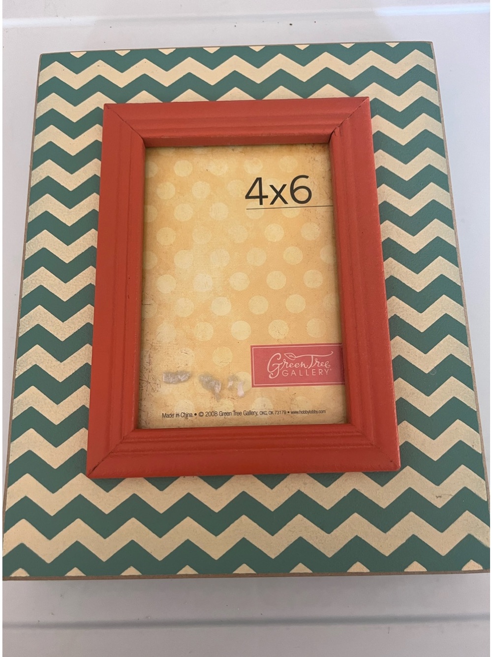 Teal Chevron/Orange  Picture Frame  4” x 6”
